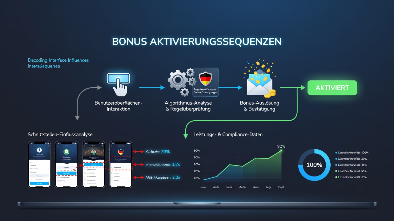 Detailansicht einer App-Oberfläche mit hervorgehobenen Bonus-Buttons und Navigationspfaden