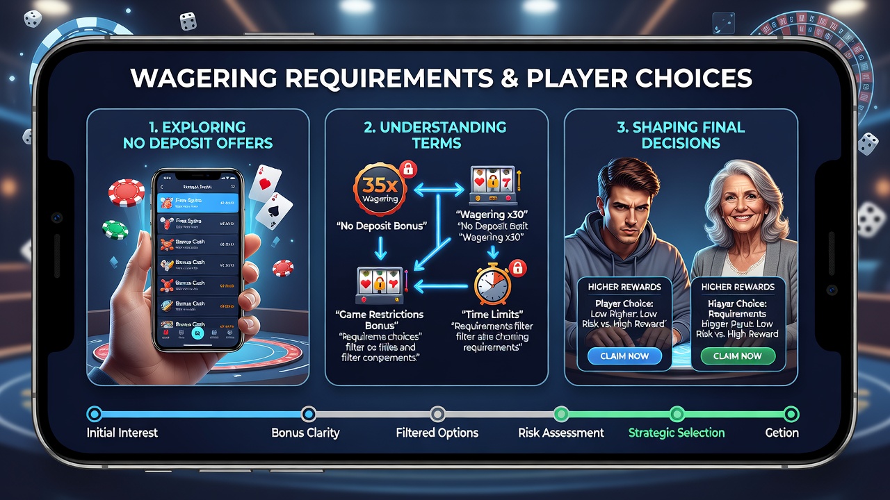 Spielerinteraktion mit Casino-App und Fokus auf Wettanforderungen
