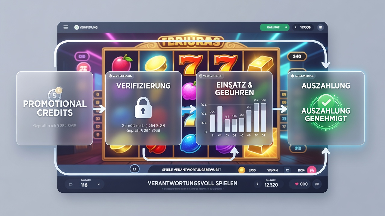 Darstellung eines mobilen Slot-Interfaces mit klar strukturierten Guthaben-Anzeigen und Navigationsleisten in einer regulierten deutschen Casino-App