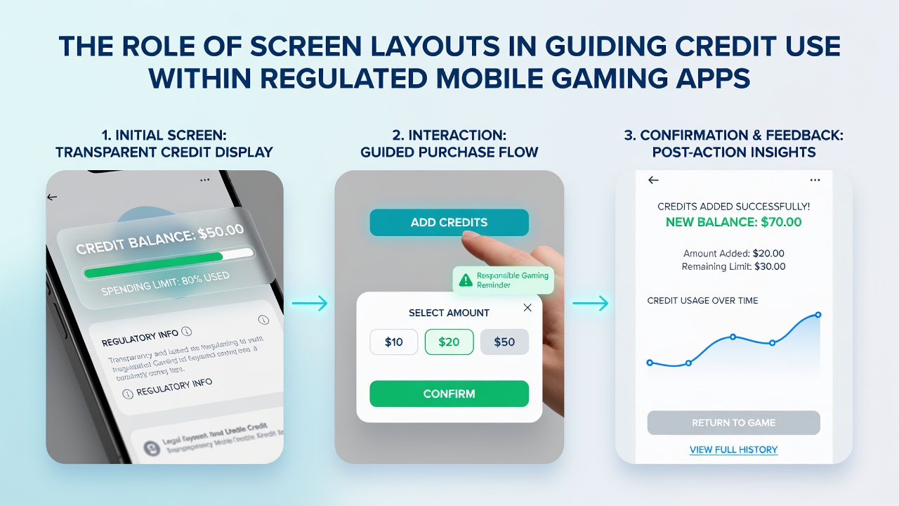 Detailansicht eines mobilen Interfaces mit Fokus auf Guthabenanzeigen und Layout-Elementen in regulierten Apps