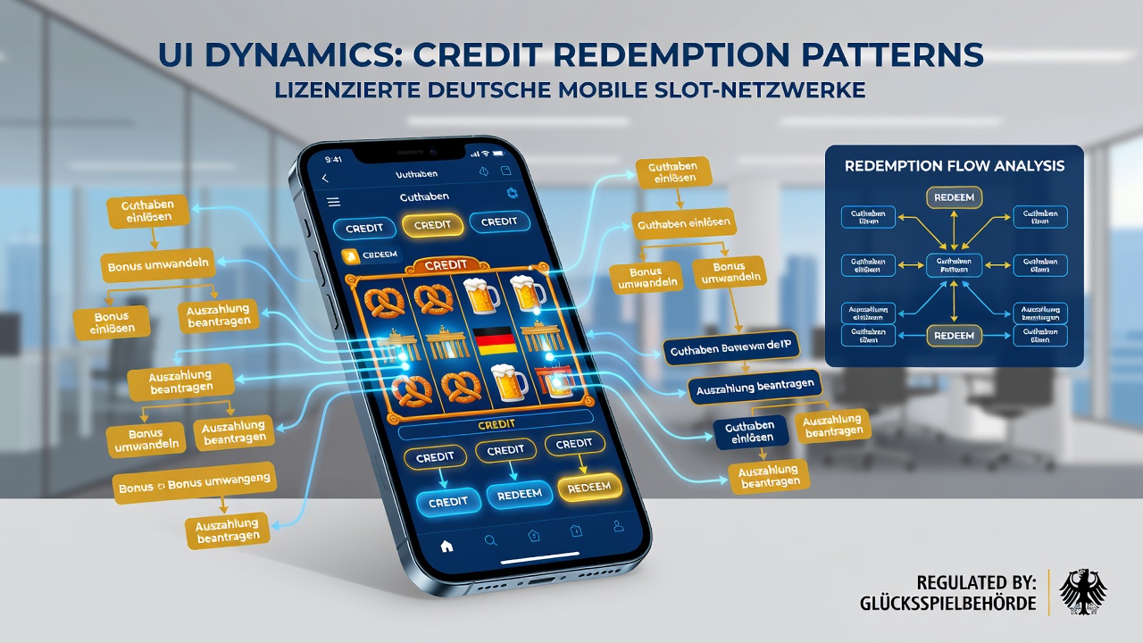 Detailansicht einer mobilen Slot-Benutzeroberfläche mit Guthaben-Tracking und Einlöse-Optionen